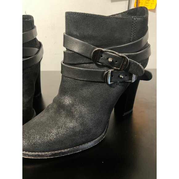 JIMMY CHOO Ankle Boots Women Black Suede Melba Double Side Buckle Slip On IT 40* - Picture 3 of 13
